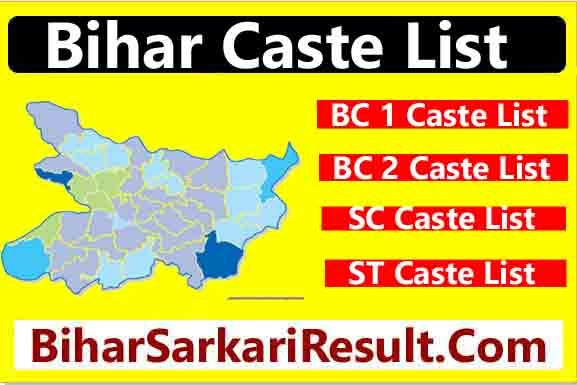 Bihar Caste List