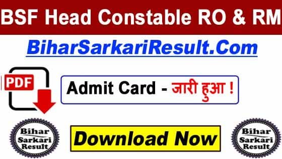 BSF RO RM Admit Card Download 2022