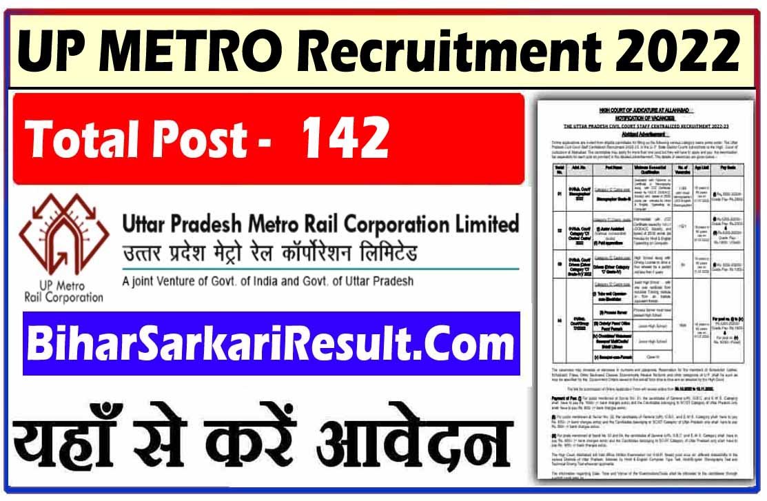 UP Metro Vacancy 2022 - LMRC Recruitment