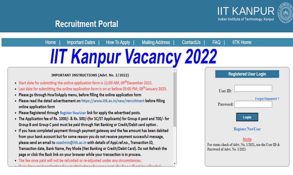 IIT Kanpur Vacancy 2022