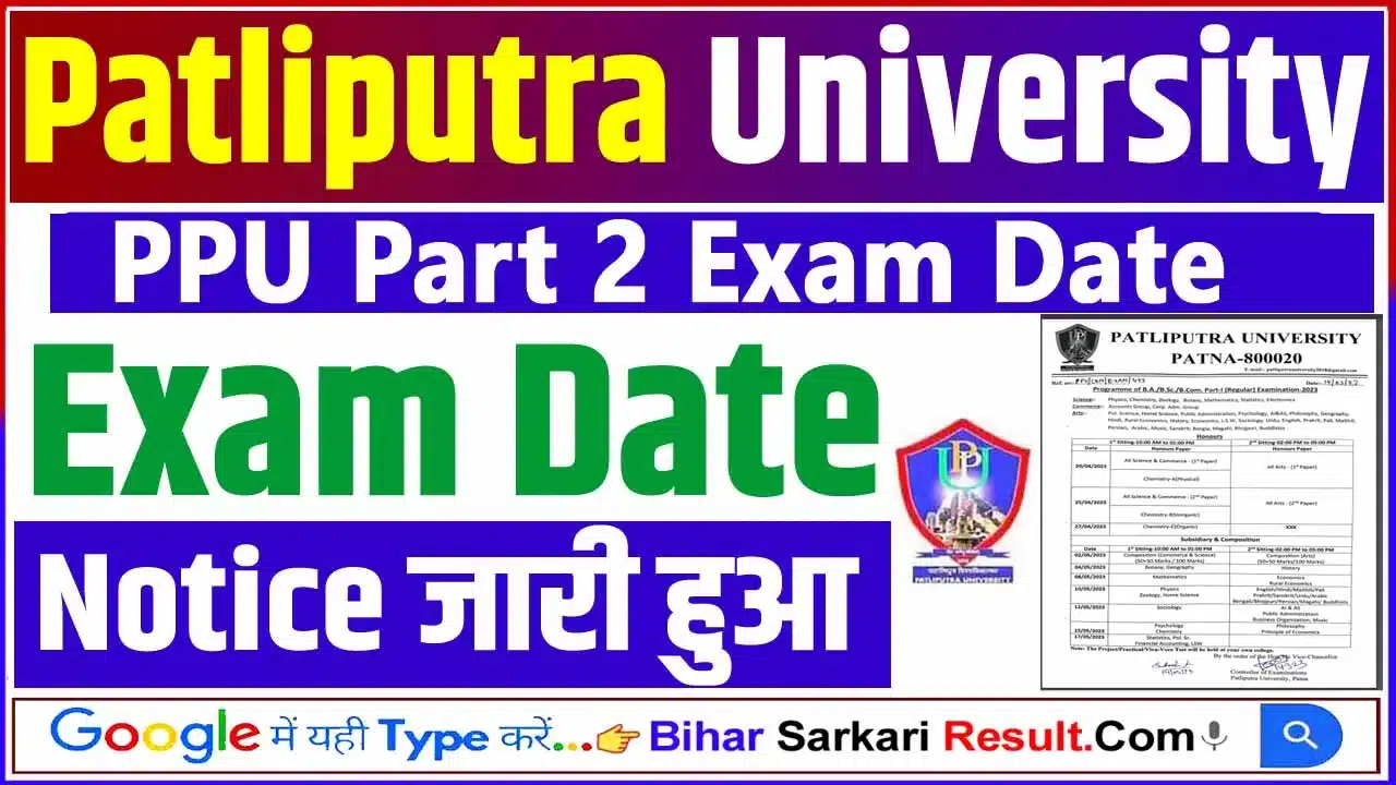 Patliputra University Part 2 Exam Date