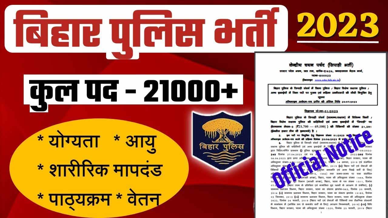CSBC Bihar Police Constable Vacancy 2023