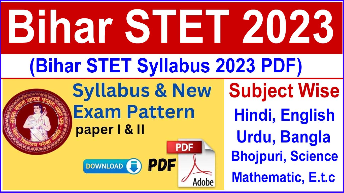 Bihar STET Syllabus 2023 PDF