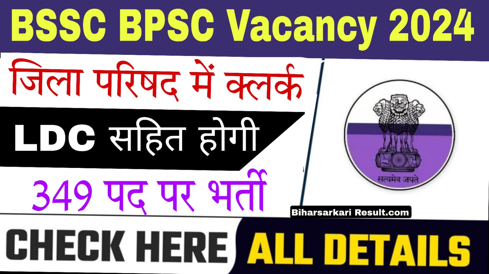 BSSC BPSC Vacancy 2024 :-बिहार में होगी क्लर्क, LDC जिला परिषद में 349 पदों पर होगी भर्ती